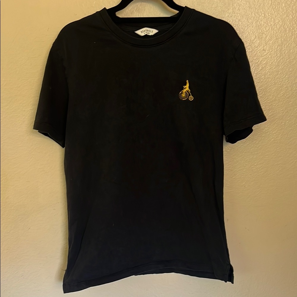 Bean Pole N-Fit Black T-Shirt with Embroidered Logo M Korea size 105